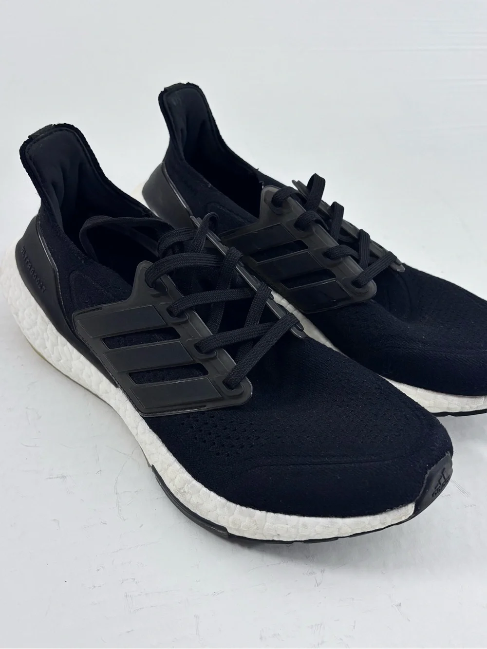 Women’s Adidas Ultraboost Black Athletic Running Sneakers with White Midsole 9